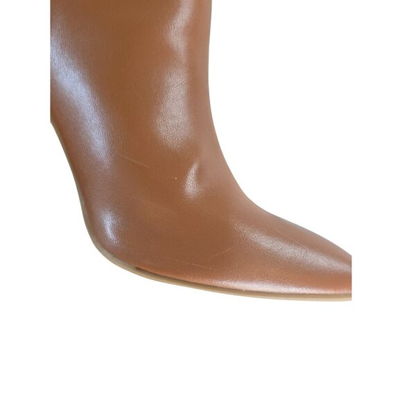 Bamboo Tan Leather Block Heel Ankle Boots Boho Fall Pointed Toe Women Size 7 - Picture 4 of 8